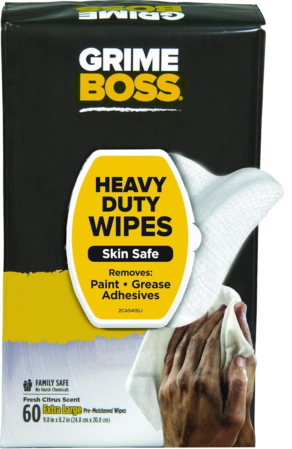 Grime Boss Heavy Duty Hand Cleaning Wipes 60 Count Pack of 8