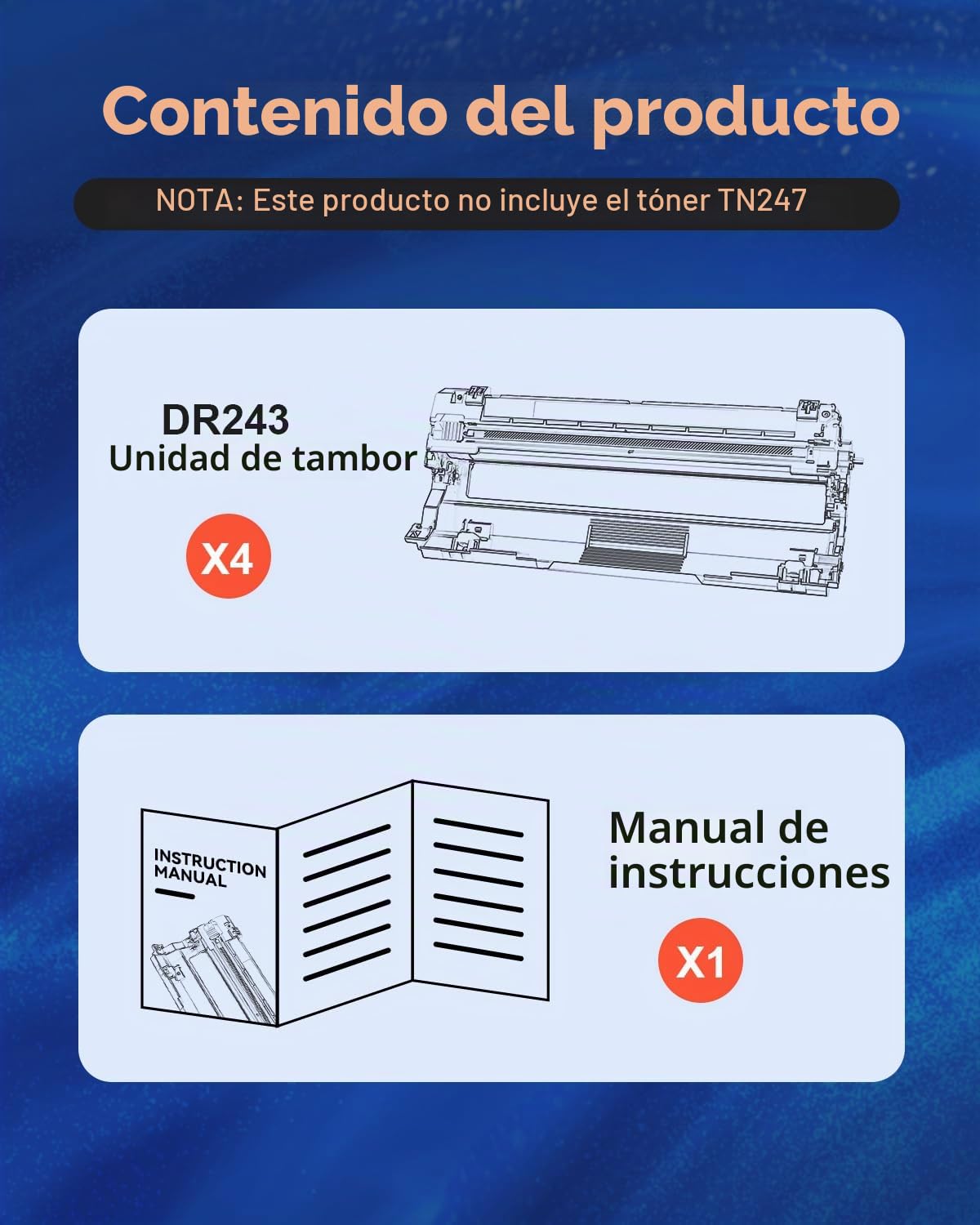 Skydo DR243CL Tambor Compatible para Toner Brother DR-243CL Tambor DR243 para Brother DCP-L3550CDW MFC-L3750CDW MFC-L3770CDW DCP-L3510CDW HL-L3230CDW HL-L3210CW, 4 Unidad de Tambor