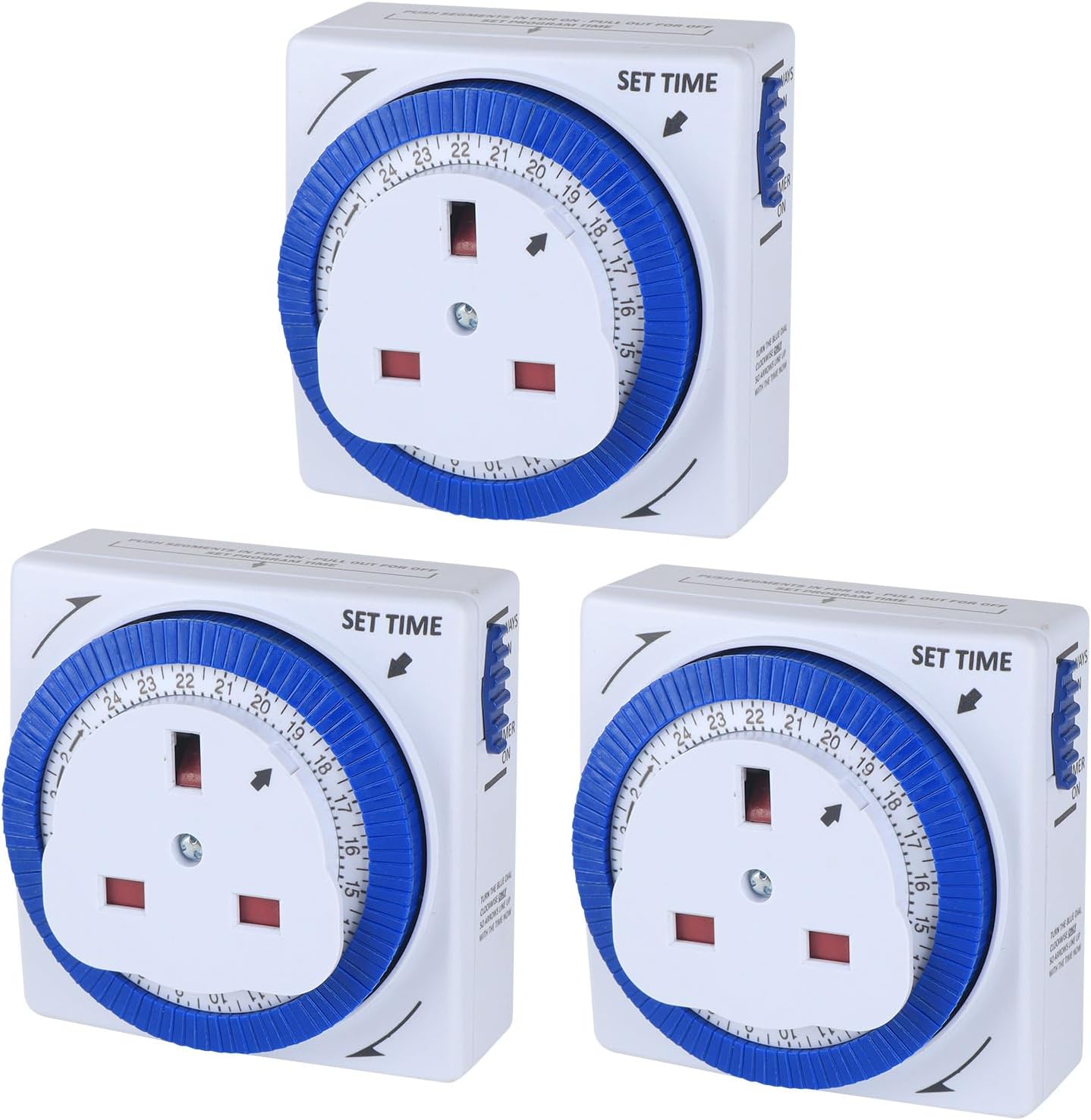 Timer Socket Switch, 24 Hour Segment Timer Light Switch,Plug-in Timer Controller for Home Appliances Christmas Light,3 Pack