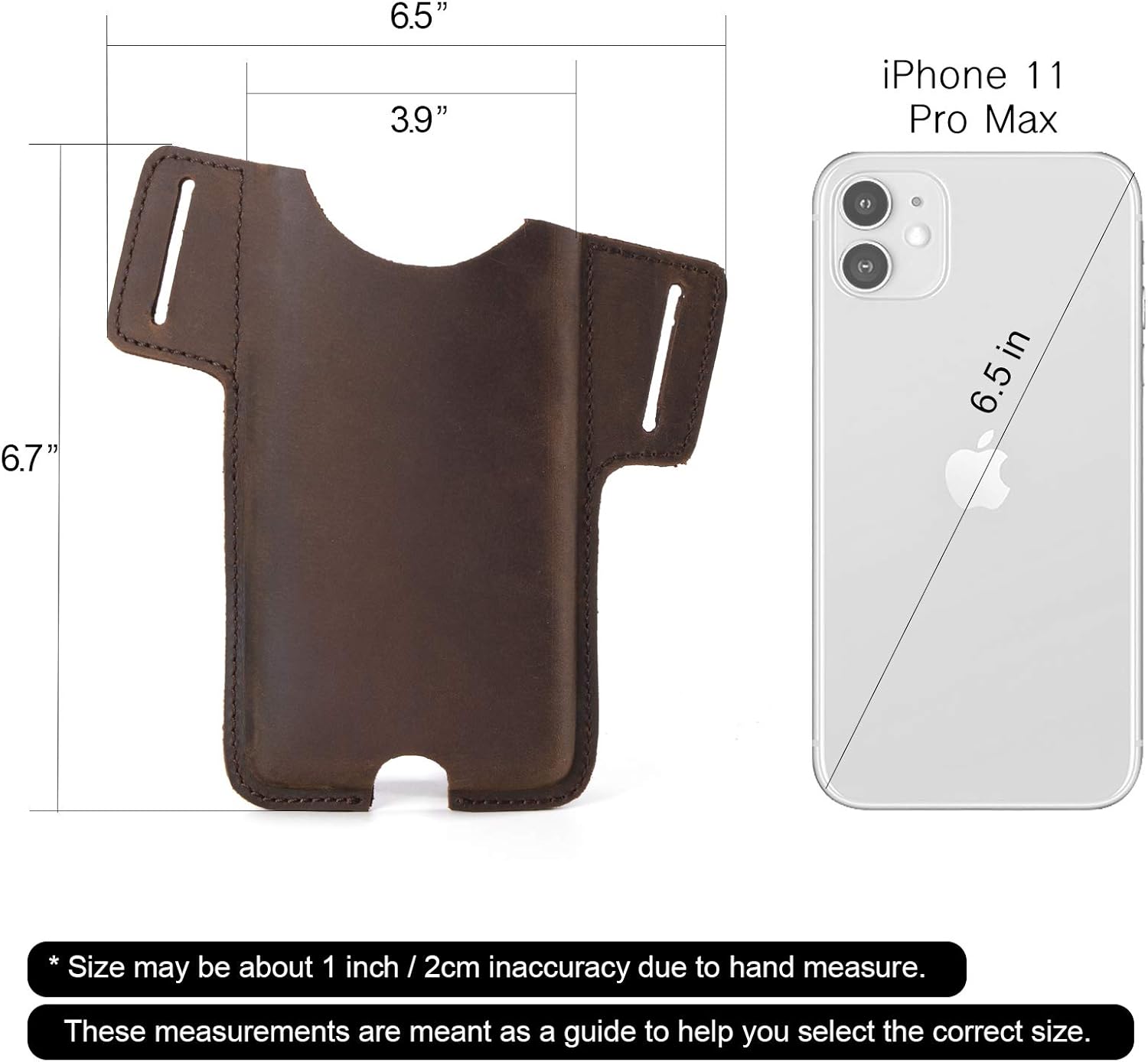 Gentlestache Leather Cell Phone Holster for Belt - Leather Phone Case for iPhone 12, 12 Pro Max, 11 Pro Max, XS Max, 8 Plus, Galaxy S20 - Image 5