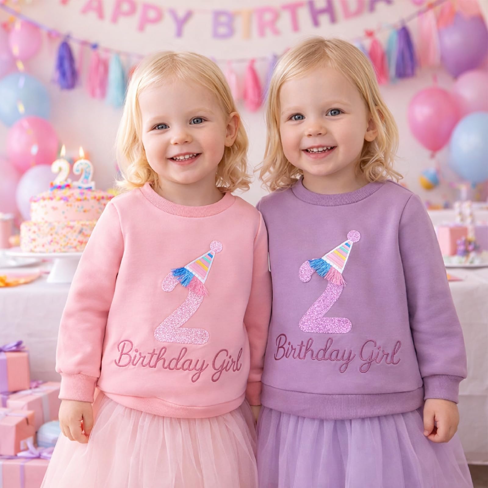 Felpa di compleanno per bambine, per bambini, abbigliamento a T Shirt da ricamo, maglione per bambini, regalo di compleanno