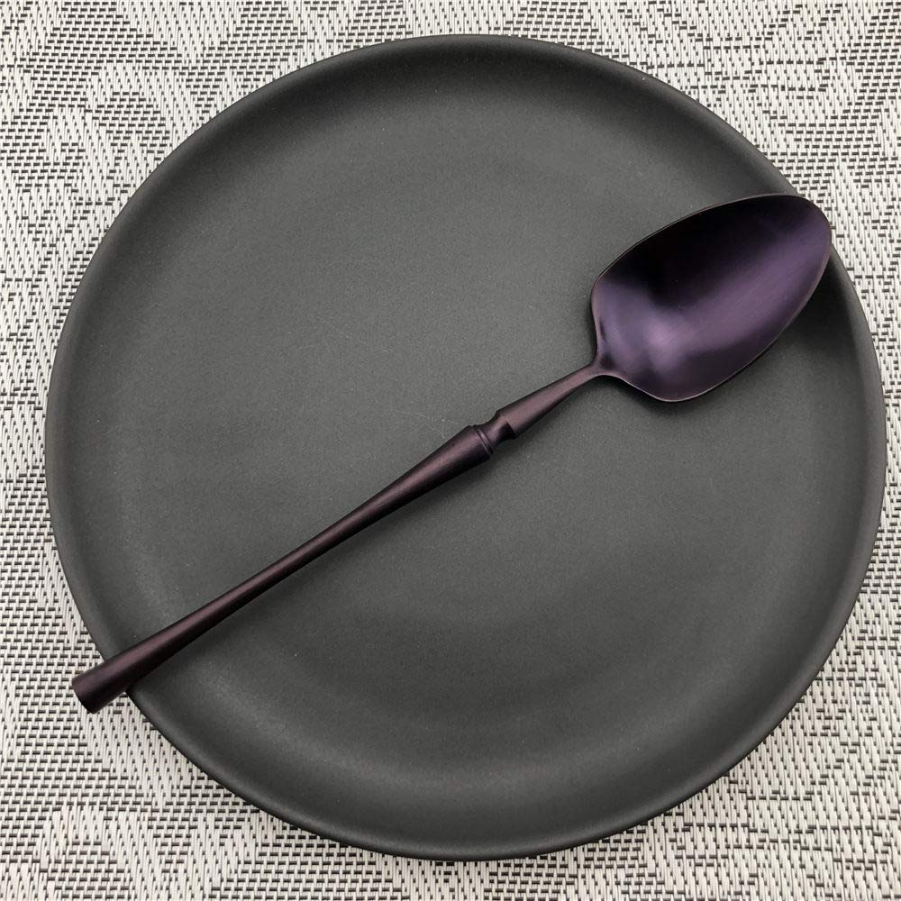 Besteck-Set, neues Besteck-Set aus Edelstahl, violett, matt poliert, schwarz, Geschirr-Set, Geschirr, Abendessen, Messer, Gabel, Suppe, Küchenzubehör (Farbe: Lila) (Regenbogen) (Champagner-Gold)