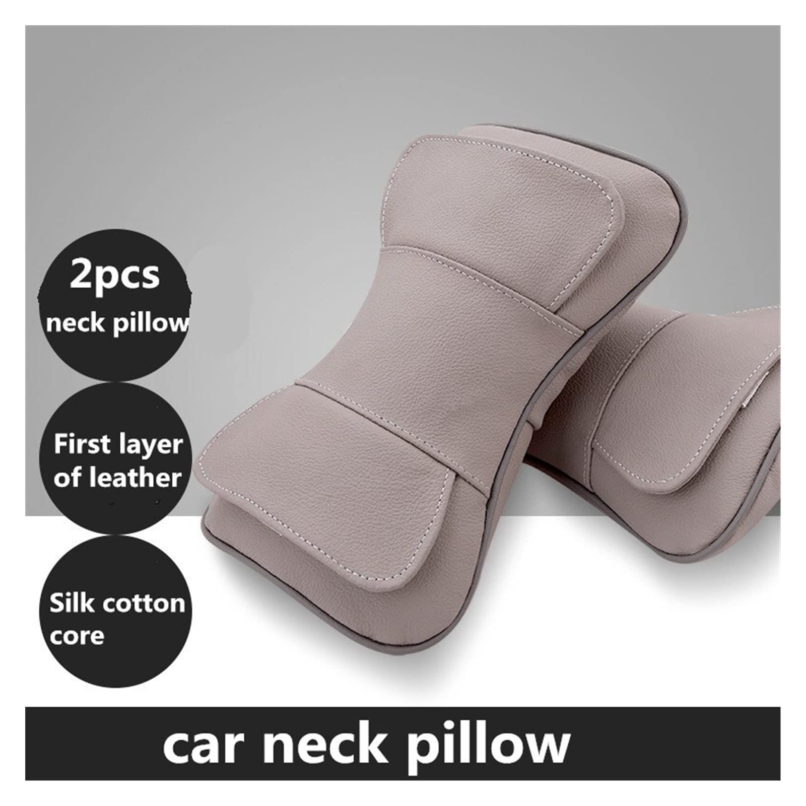 Cuscino per poggiatesta per seggiolino Auto Compatibile con Cuscino per Testa di Supporto per Collo Automatico Nero Accessori in Cotone PP Interni per Uomo (Color : 2pcs Beige)