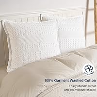 Vista 203 de PHF Fundas de almohada 100% algodón con tejido de gofre de 24 x 24 pulgadas, paquete de 2 fundas cuadradas para decoración elegante del hogar, sin
