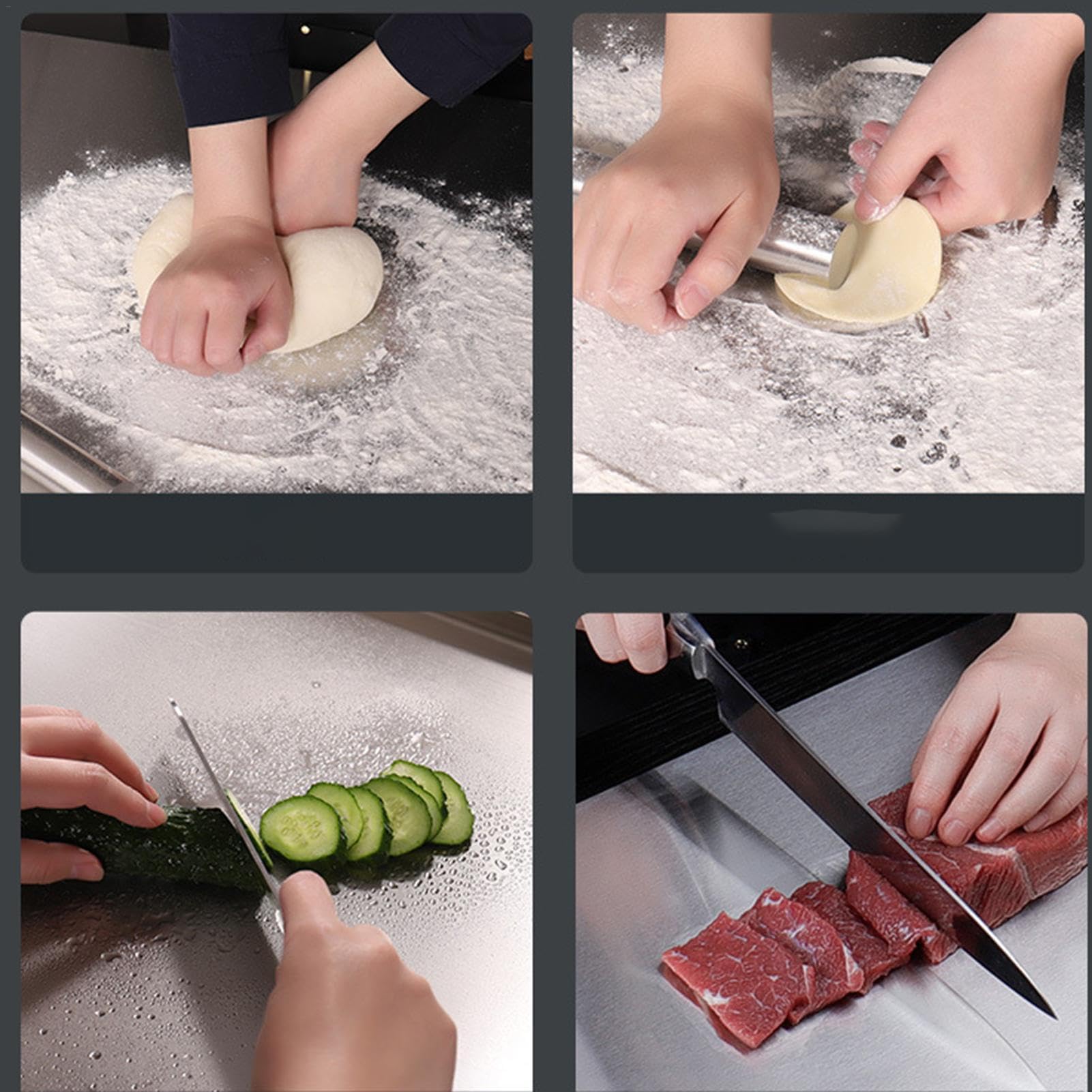 Schneidebrett aus Edelstahl | Schneidebrett aus Edelstahl | Küchen-Backzubehör | Kochutensilien für Kekse, Obst, Schneidebretter, Fleischschneidebrett, Edelstahl-Teigbretter