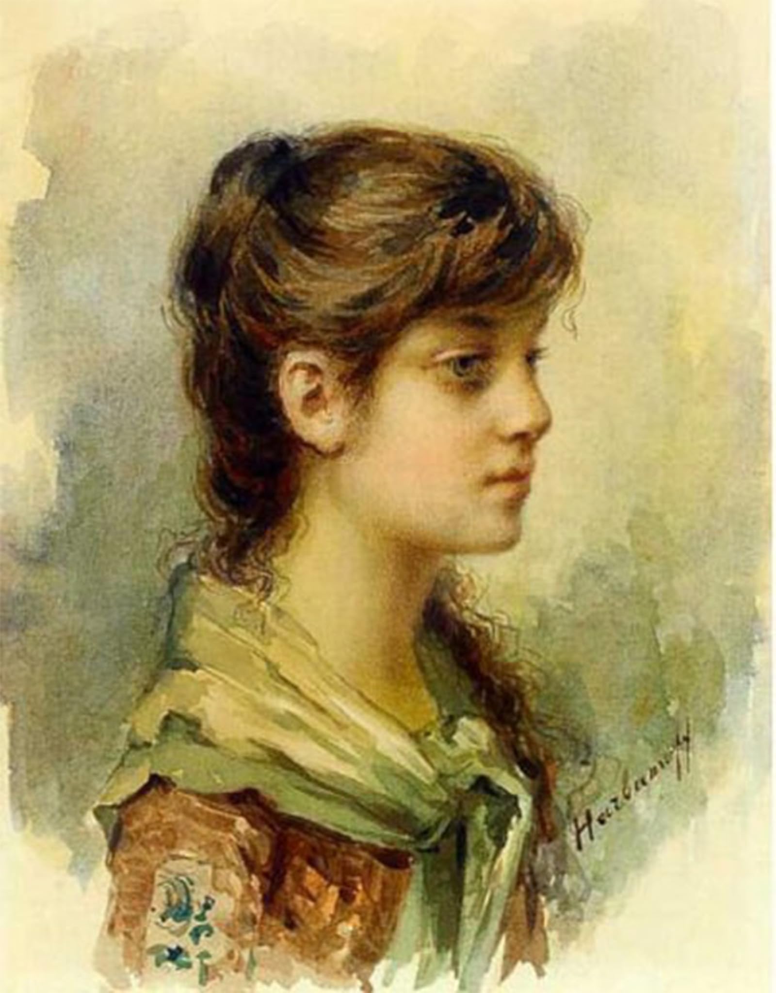 ARTXLXXBN Famous Painting Canvas Artwork Graffiti Print the Artist's Daughter by Alexei Alexeivich Harlamoff Portrait Canvas Image for Home Decor 60x90cm