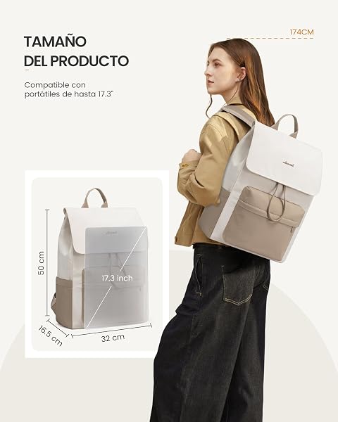 LOVEVOOK Mochila Portatil Mujer 15.6/17 Pulgadas, Mochila Mujer Impermeable Antirrobo con Puerto USB para Universidad Escolares Viaje Trabajo Negocios Profesora - 2