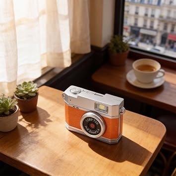 Digital Camera with 0.96 Inch Flip Screen and Type-C Charging Portable Thumb-Sized Keychain for camcorder for Travel Vlog Party(Orange)