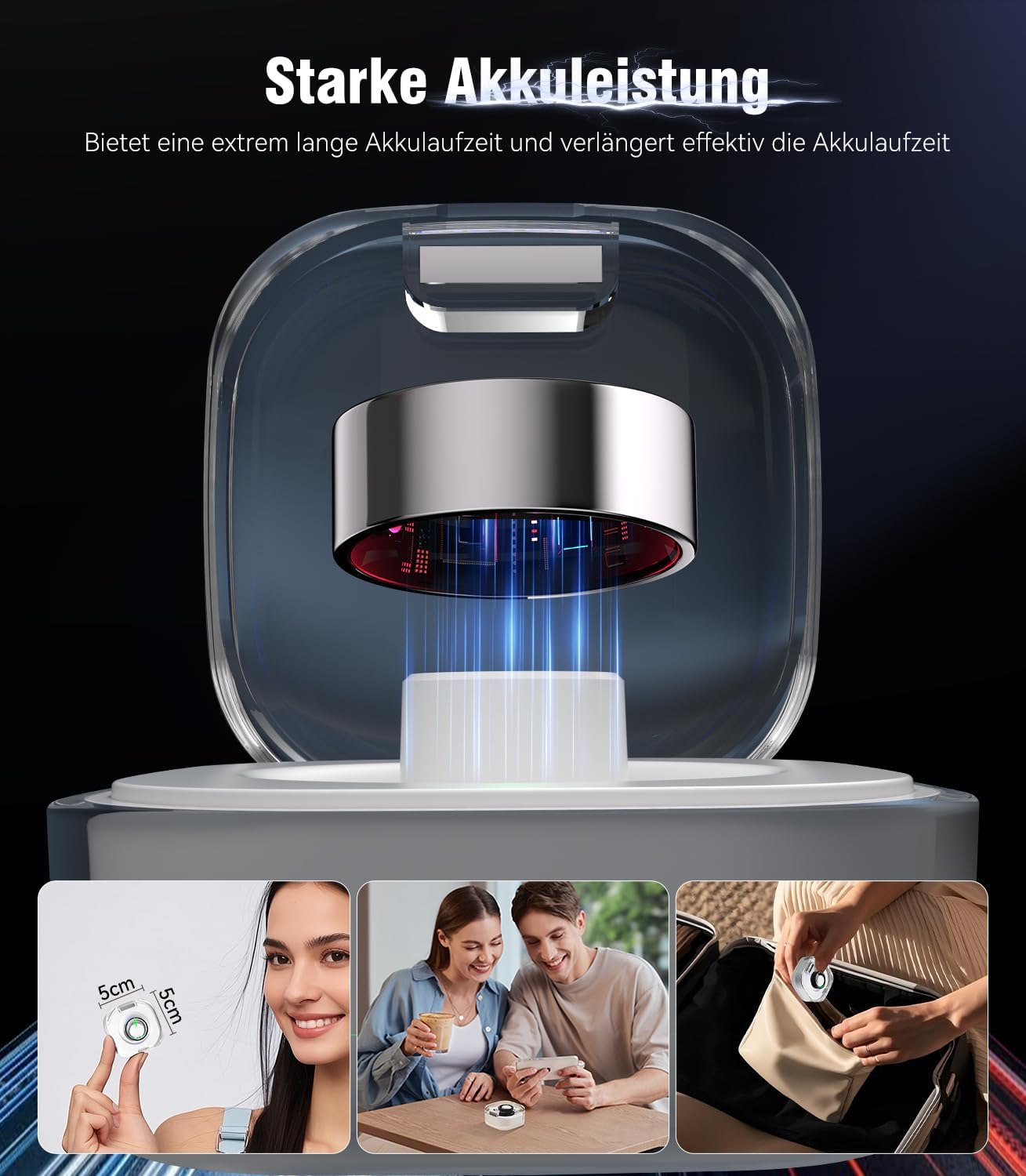 Top 1 9.0 Smart Ring e custodia di ricarica, numero di errore 0%, precisione superiore al 30%, IP68 + 50 m, 3 in titanio antiurto, da donna e uomo, per monitoraggio del sonno, indossabile, SpO2