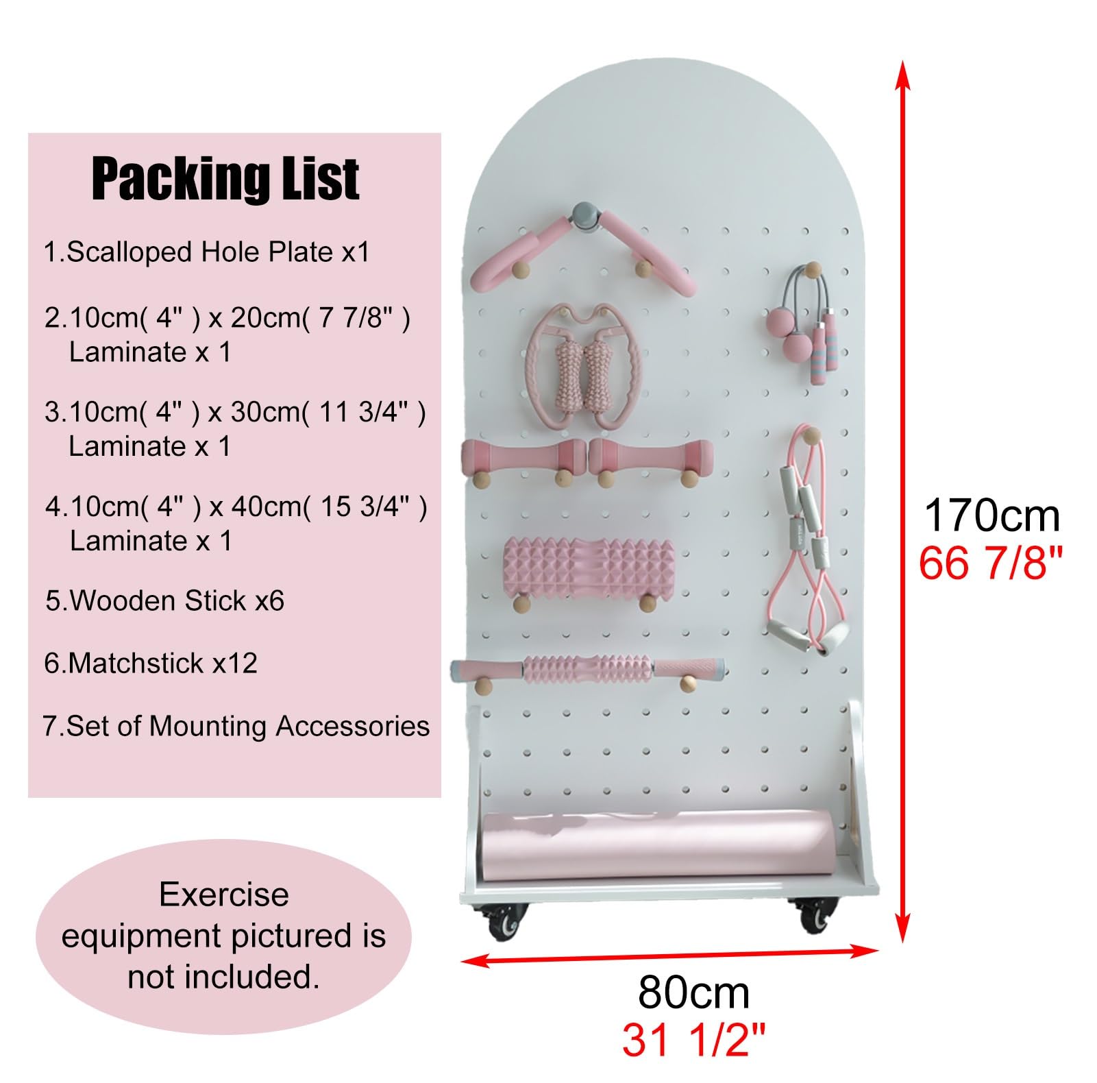Soporte para Esterilla de Yoga de Madera Natural con Ruedas, Soporte para Esterilla de Yoga para Mancuernas, Rodillos de Espuma, Pesas Rusas, Correa de Yoga, decoración de Gimnasio en casa/a