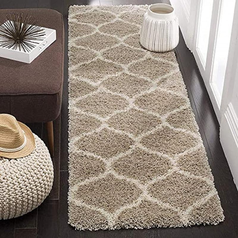 Image of Premium Antiskid Shaggy Carpet /Rug Plain Fur Rectangular Rugs,Soft Microfiber for Bedroom,Living Room,Kids Room,Hall etc (Beige mdr, 2x5 feet)
