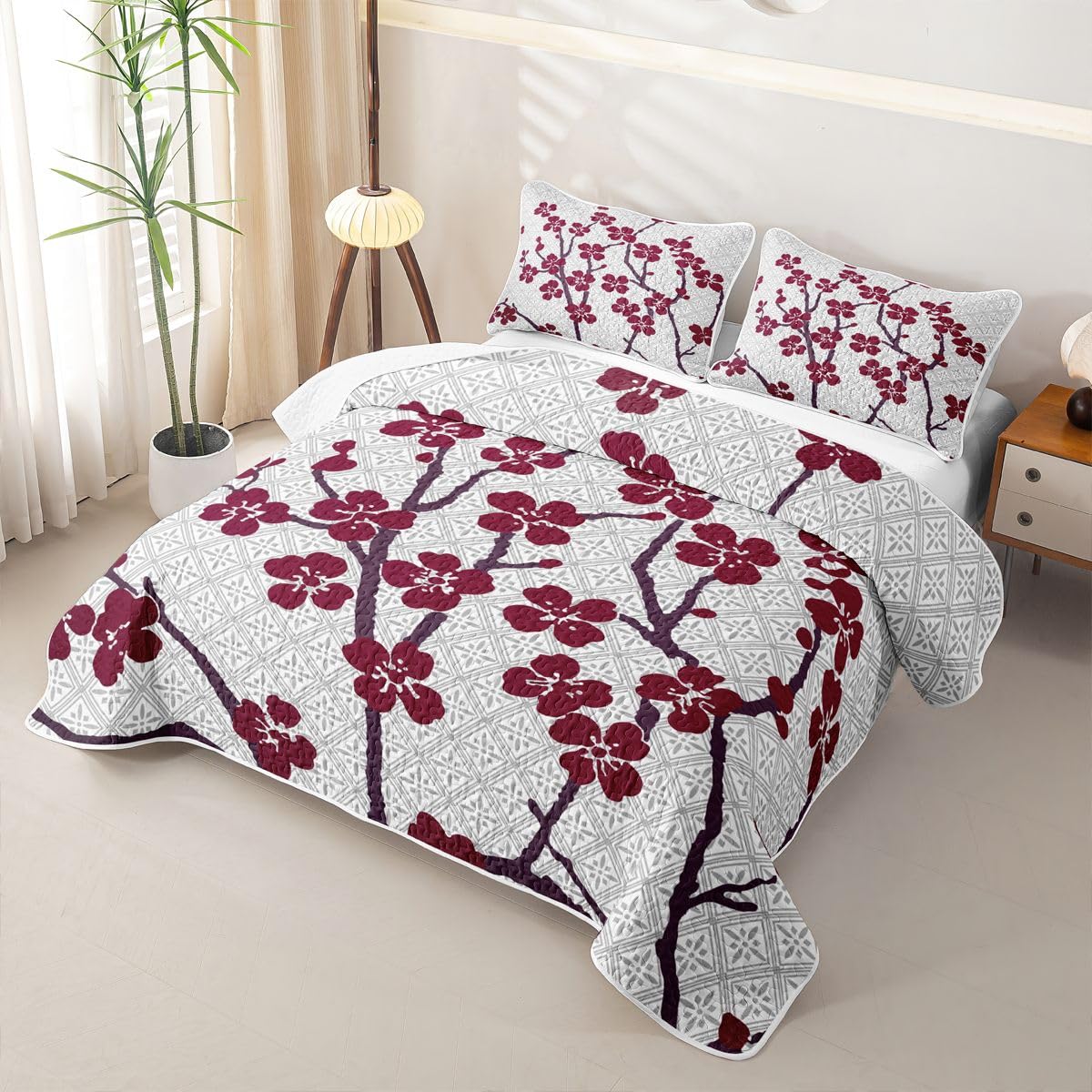 Homewish Cherry Blossom - Set copripiumino king size, 3 pezzi
