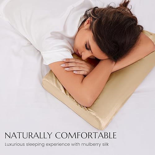 Miniatura 8 de THXSILK 19 Momme - Funda de almohada 100% seda de morera para almohada de espuma viscoelástica de contorno, funda de almohada de contorno, funda de