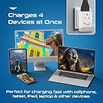 Ceptics Brazil Rio Adaptateur de prise d'alimentation Voyage QC 3.0 & PD, Double sécurité USB & USB-C - 2 USA Socket Compact & Puissant - Prise en charge rapide 3.0 & Livraison d'électricité - Type N AP-11C - Chargement rapide