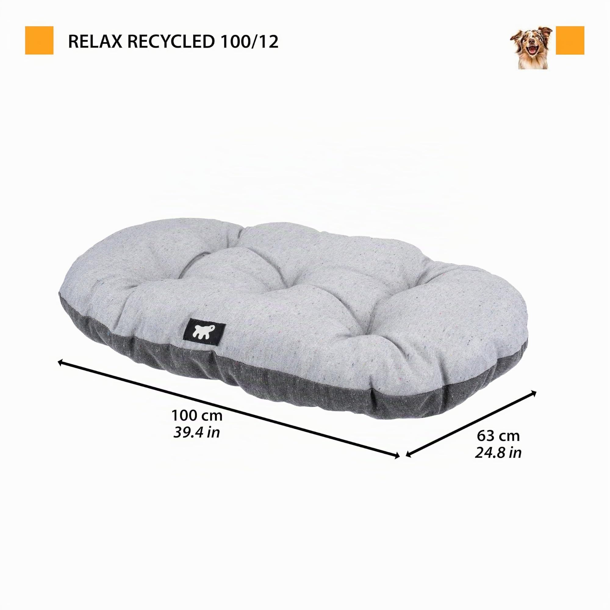 Ferplast Hundebett Relax, Hundekissen, Katzenkissen, Hundematte für Hundehütten und Autos – waschbar – aus Baumwolle mit weicher Polsterung, 100 x 63 cm. Lila