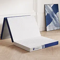 Avenco Colchão Dobrável Triplo, Espuma Viscoelástica de 10 cm, Regulação de Temperatura, Suporte Confortável, Lavável na Máquina, Branco, Duplo, Médio, Queen