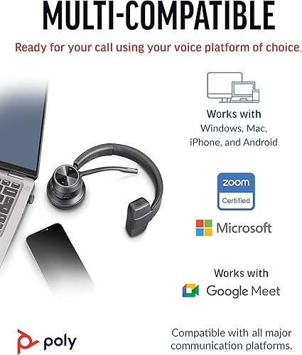 Miniatura 10 de Plantronics by Poly Voyager 4310 UC Wireless - Auriculares Bluetooth de una sola oreja con micrófono de pluma con cancelación de ruido - Conéctate a