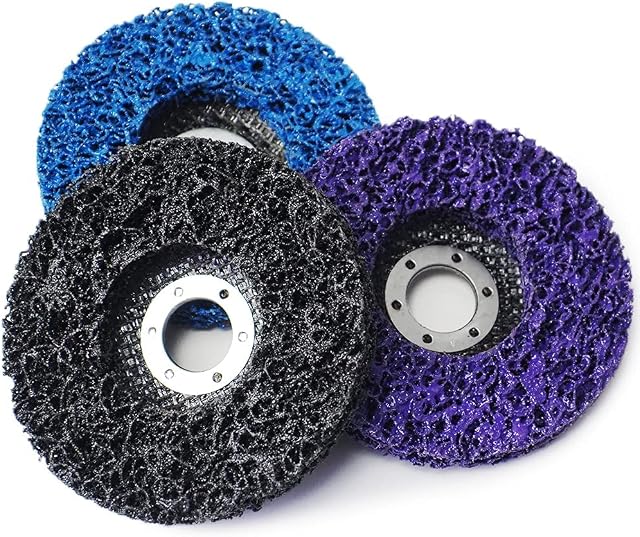 Ur-Excellent 115mm 4.5 Inch Strip Discs Stripping Discs Rust Remover Wheel Remove Paint and Oxidation Poly Strip Wheel Disc Abrasive Angle Grinding Wheel - 3 Pack(Purple/Blue/Black)
