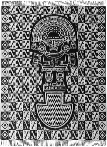 Miniatura 2 de Manta de lana de alpaca inspirada en la cultura inca peruana, lujosa, suave y elegante (negrogris niebla, cuchillo Tumi)