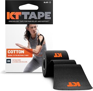 KT Tape Original Cotton Kinesiology Tape - 20 Precut 10" Strips for Muscle Support, Pain Relief & Joint Stability