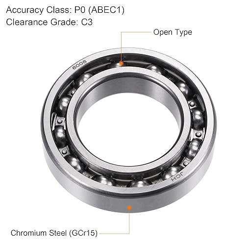 Miniatura 8 de uxcell 6007 Rodamientos de bolas de ranura profunda de 1.378in, diámetro 2.441in, diámetro exterior 0.551in de grosor, C3, acero cromado