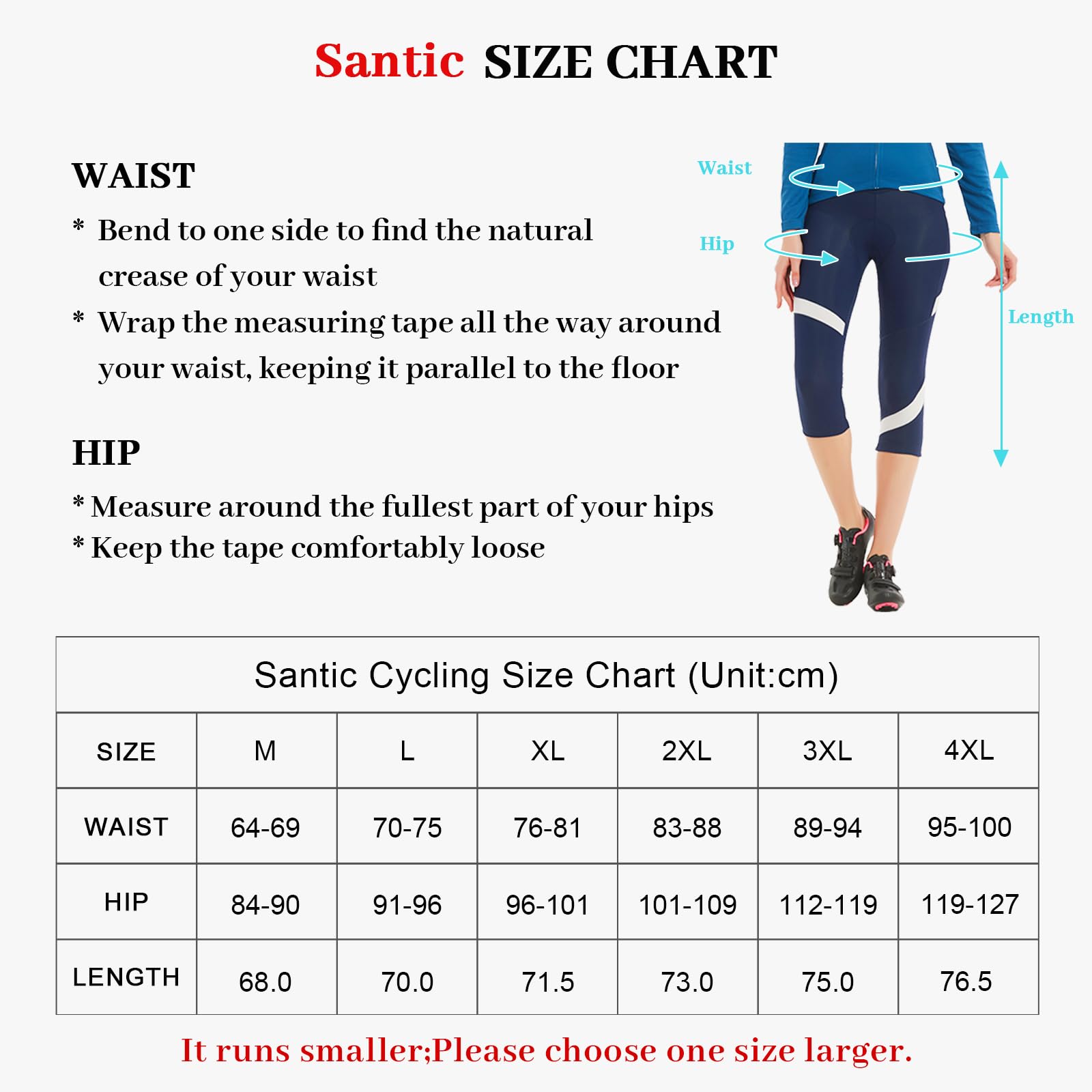 Santic Mallas Ciclismo Mujer 3/4 Culote Ciclista Acolchados UPF50+ Elástico y Transpirable Secado Rápido