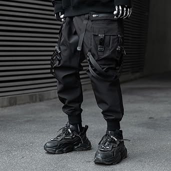 XYXIONGMAO Men's Techwear Japanese Streetwear Goth Black Cargo Jogger Fashion Tripp Pants