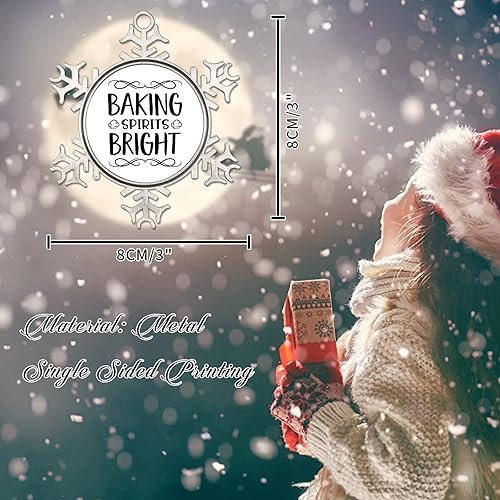 Vista 37 de Adorno de Navidad de metal para hornear, Navidad, copo de nieve, árbol de Navidad, recuerdo, citas divertidas, adorno de Navidad, adorno de Navidad