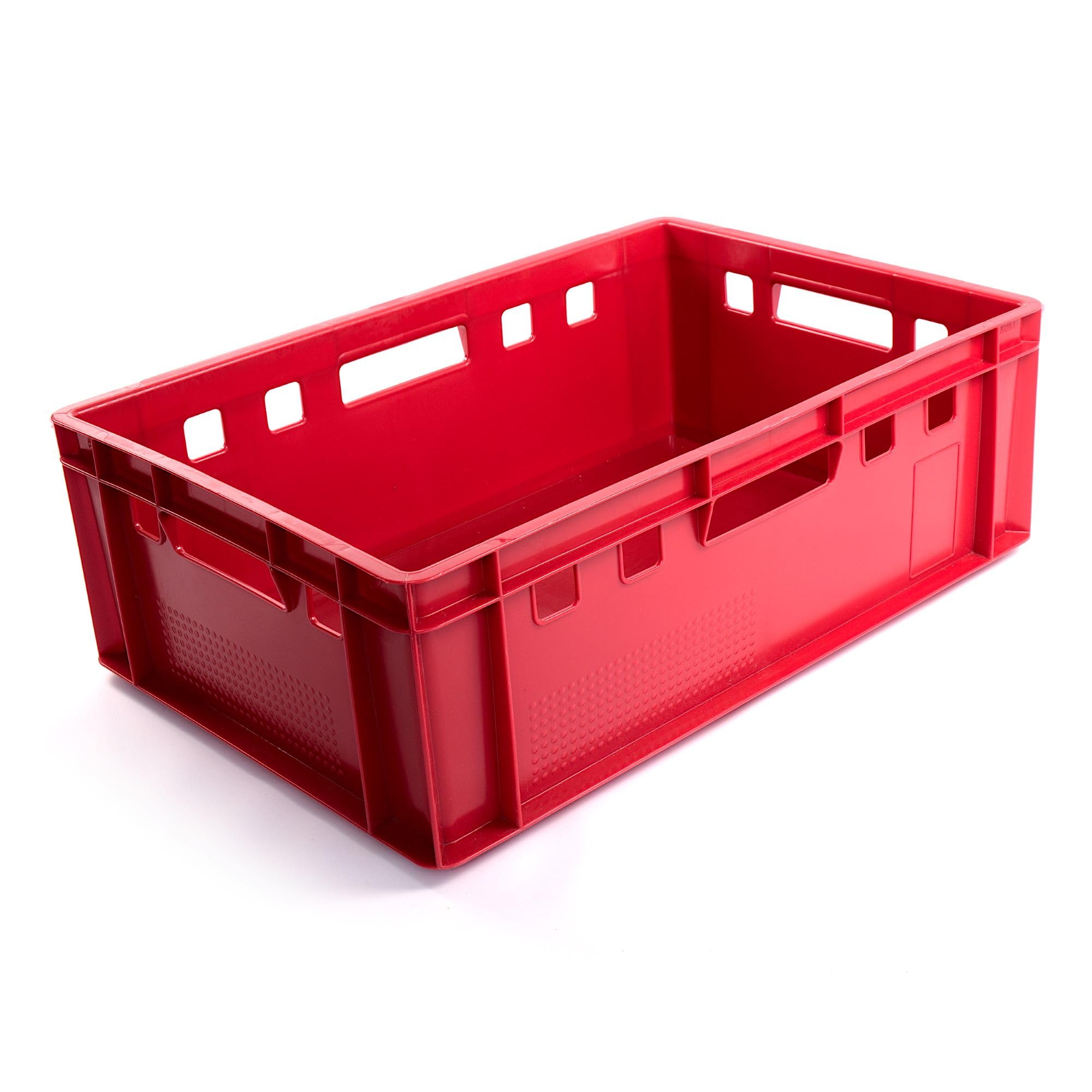 Valle Verde Eurokasten E2 Lot de 4 caisses à viande empilables pour viande, volaille, fruits, légumes – Convient à un usage alimentaire, empilable – 60 x 40 x 20 cm Rouge