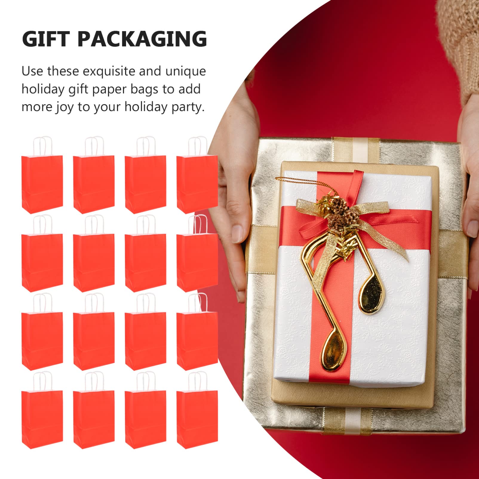 NOLITOY 25 Piezas Bolsas de Obsequio de Papel Kraft Rojas Unidades para Fiestas Navideñas Bolsas para Guardar Dulces para Regalos de Festivales Uso Eventos de Año