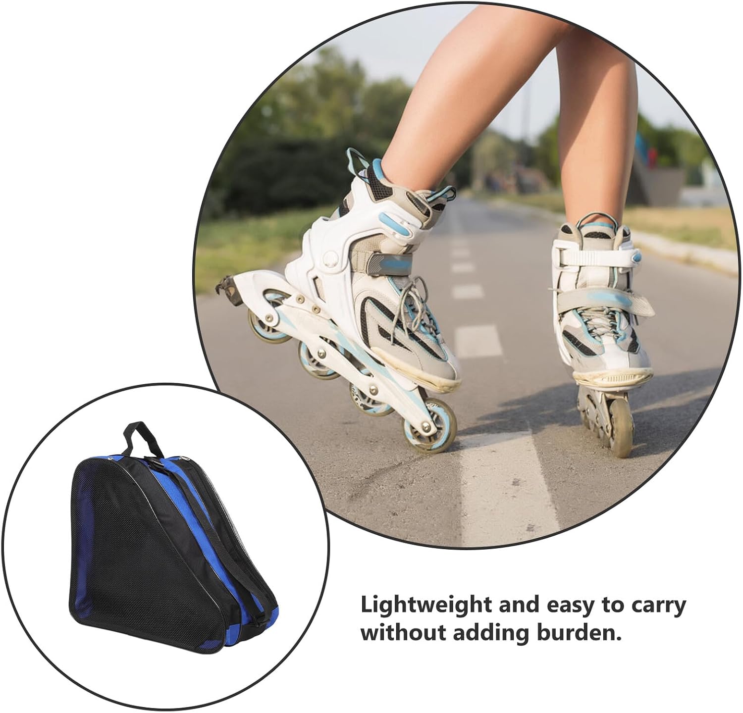 Roller Skate Bag for Double Shoulder Backpack Thickened Skating Storage Bag Blue 20-35l Ice Skating Accessories Organizer