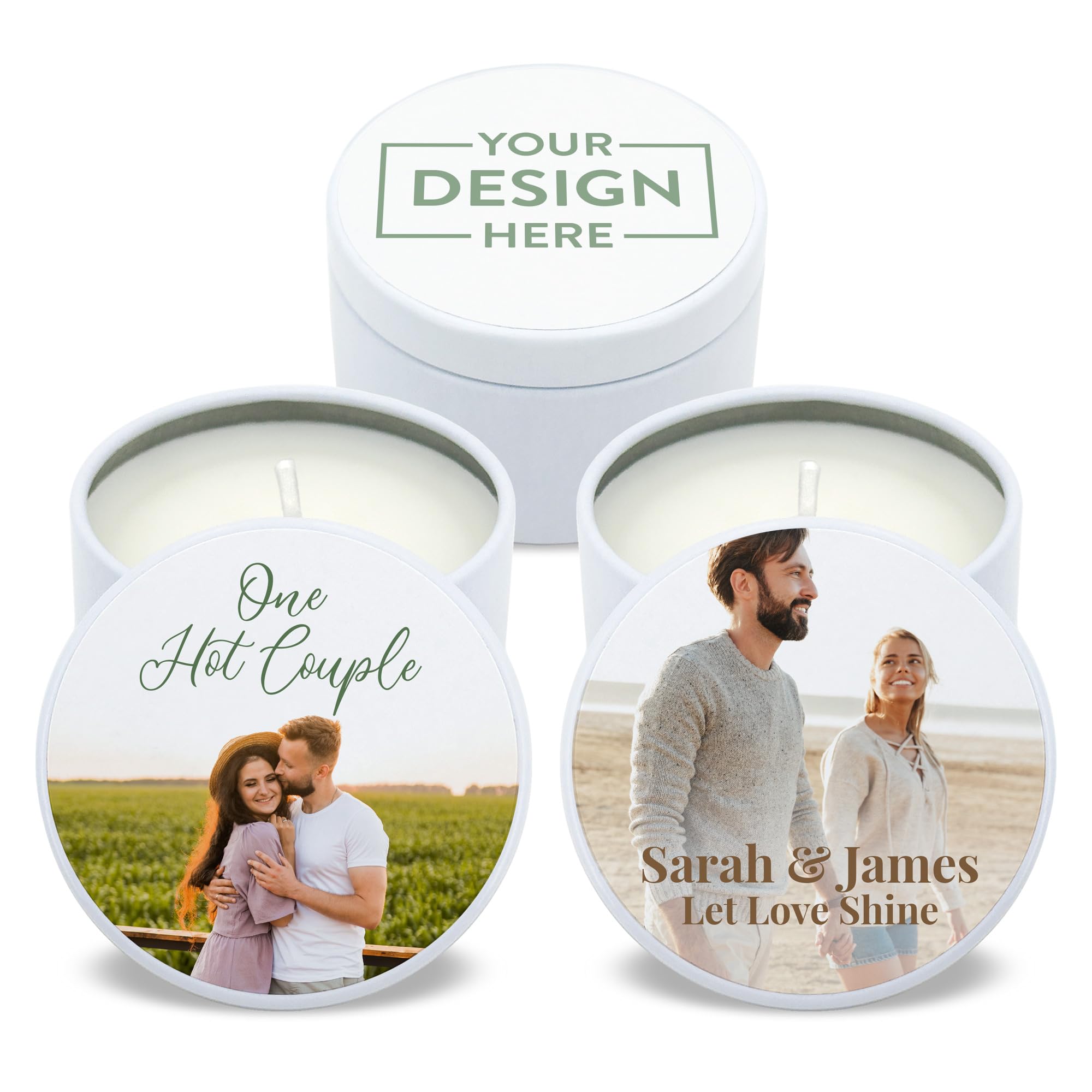 Best Day Ever Spot Personalized Candles, Custom Candles, Candle Favors, Candle Wedding Favors with Photo, Bulk Candles (Set of 10) (White Tin), 9502000