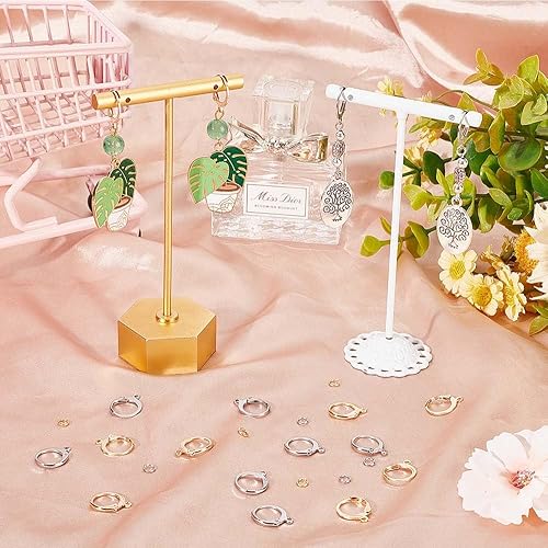 Miniatura 9 de CREATCABIN 1 caja de 50 aretes de aro chapados en oro de 24 quilates de acero inoxidable con cierre de palanca, ganchos de aretes con bucles