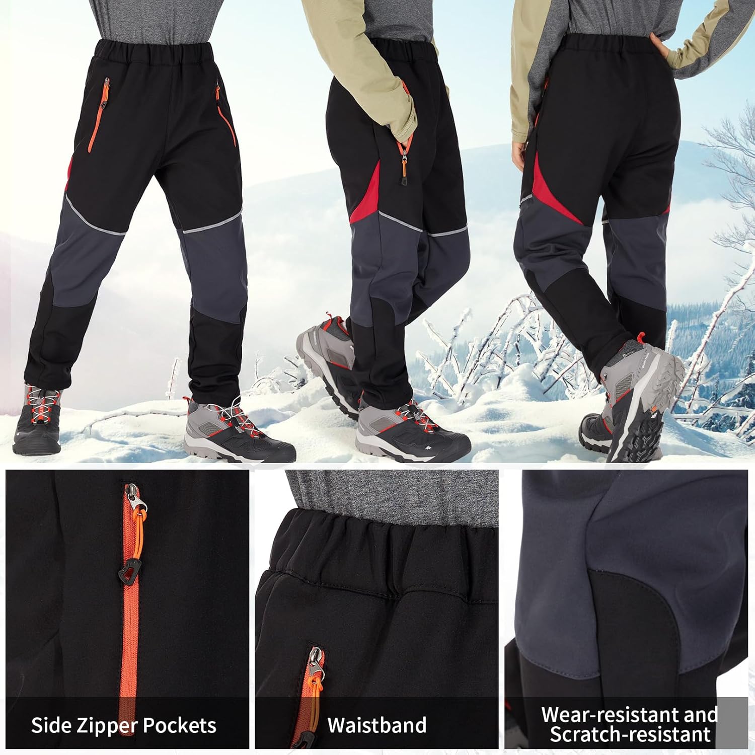 Toomett Kids Snow Pants girls Boys Waterproof Insulated Hiking Pants Youth Winter Warm Fleece Lined Ski Snowpants - Image 6