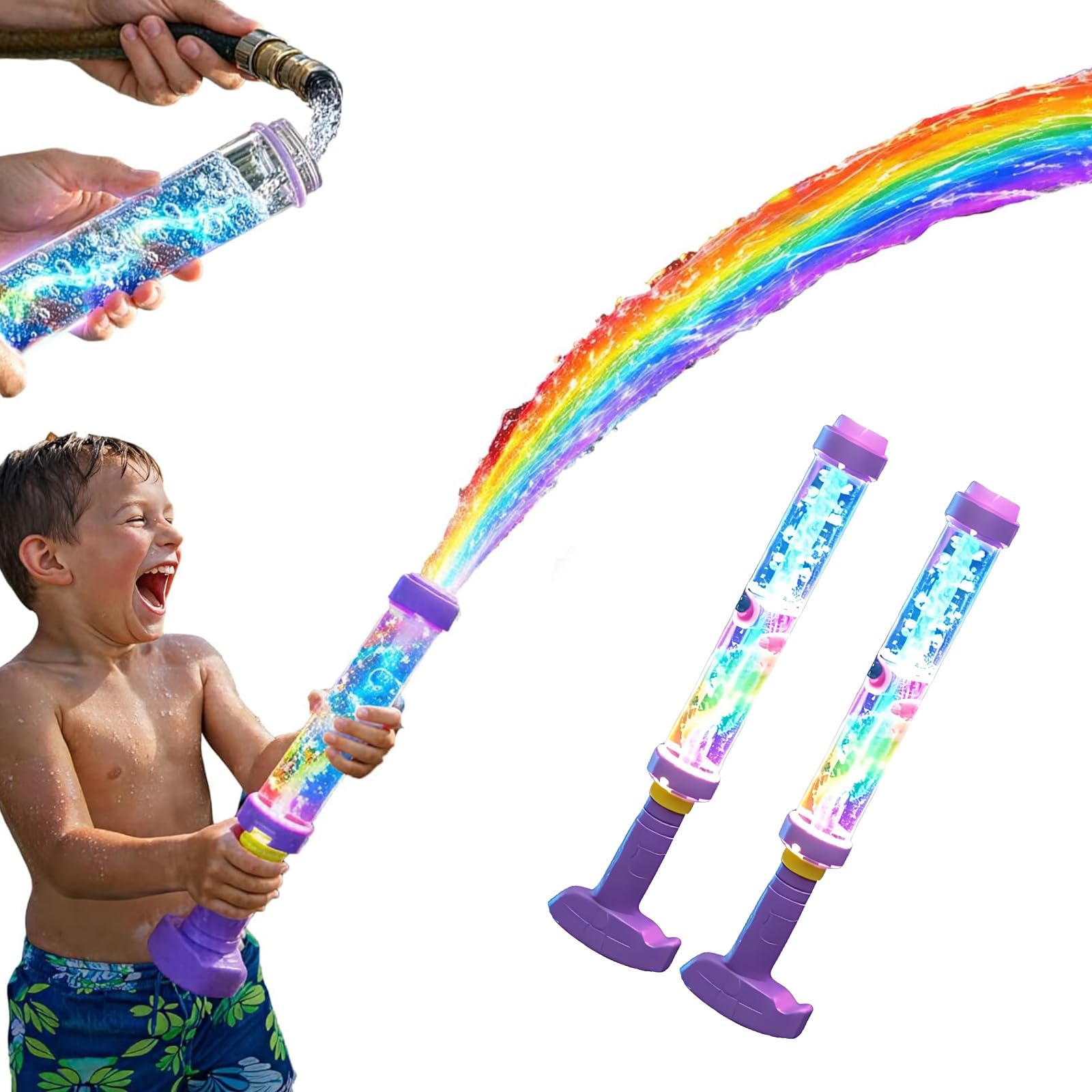 Glowing Rainbow LED Water Blaster - Summer Fun that Pops Like Magic Fireworks Water Gun, Glowing Rainbow Spray Water Soaker Toys for Pool Party Outdoor Summer Water Games — image 1