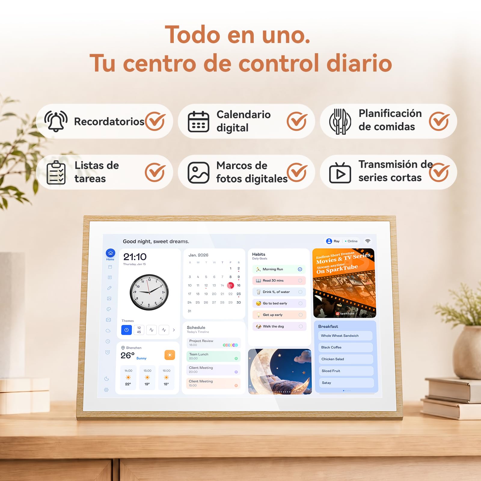 Blackview Calendario Digital 10,1" para Hogar y Oficina – Organizador Familiar Multifunción con Reloj, Planificación Semanal y Mensual, Inicio Completo y Agenda, Sync iCloud/Google/DK Calendar