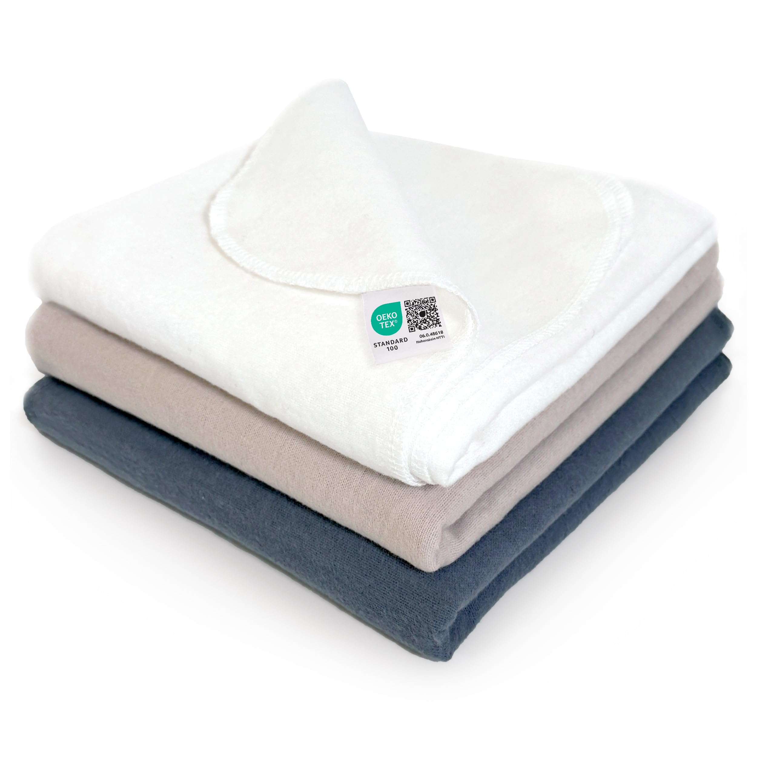 Mussole Neonato 80x80cm 100% Cotone Morbide Teli Mussola Conf. da 3 Oeko Tex Standard 100 Grafite Greige Bianco