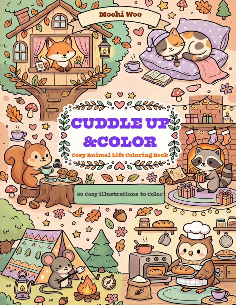 Cuddle Up & Color: Cozy Animal Life Coloring Book