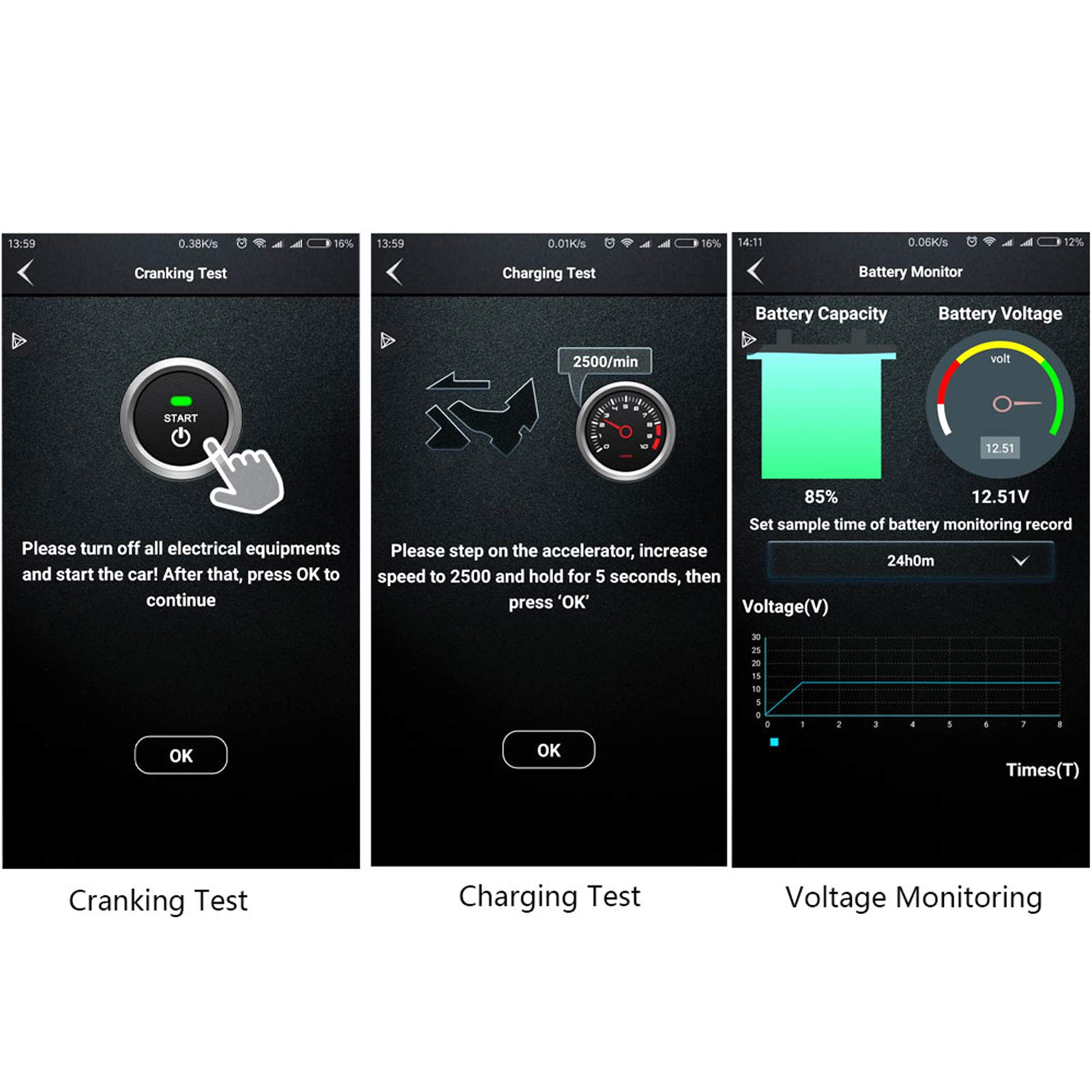 Tbest Analyseur de Durée de Vie de la Batterie Automobile 4. Détecteur de capacité Outil de Test de Voiture Accessoire Automobile pour Tester les Batteries Conçues pour les Camions 12 V et Large pour
