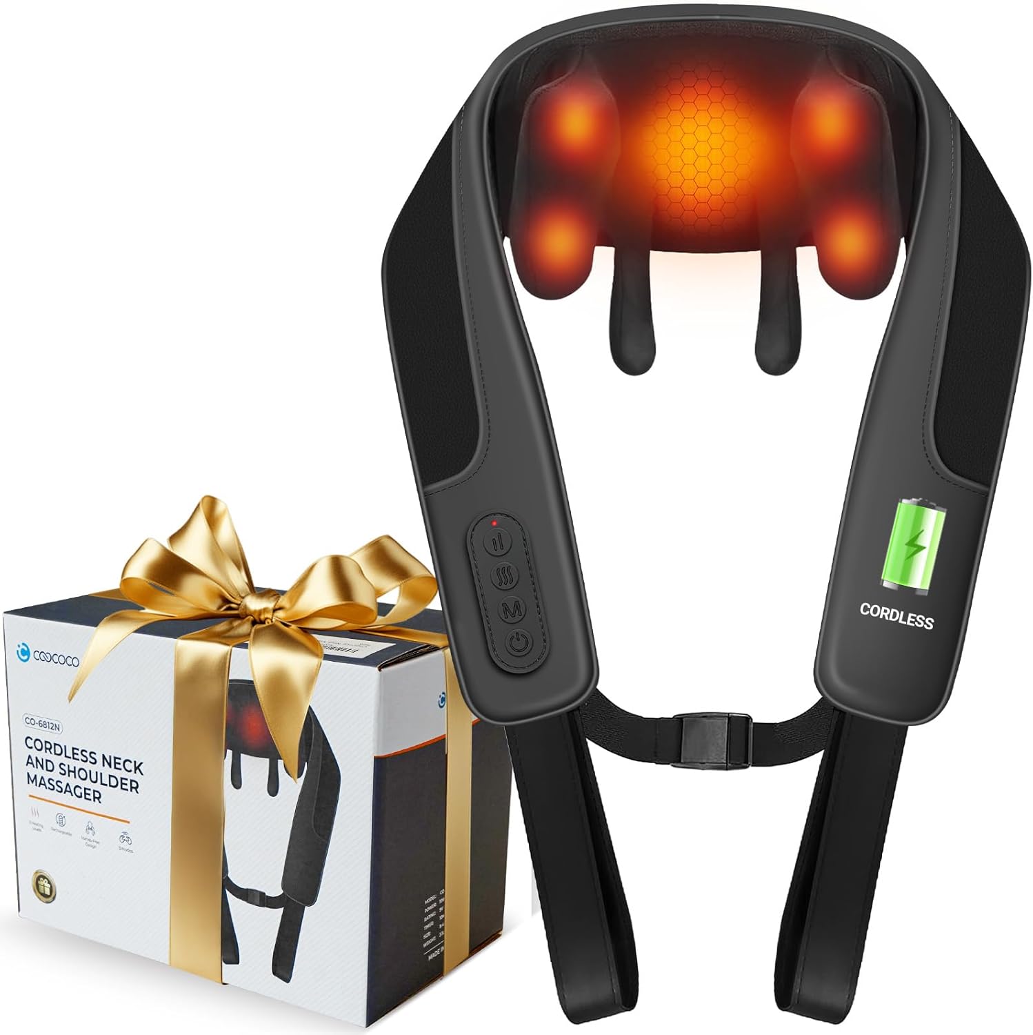 CooCoCo HSA Store Eligible Neck Massager with Heat, Mothers Day Gifts & Birthday Gifts for Mom Dad Women Men, FSA Approved Shoulder Massager, Shiatsu Back Massager for Pain Relief Deep Tissue