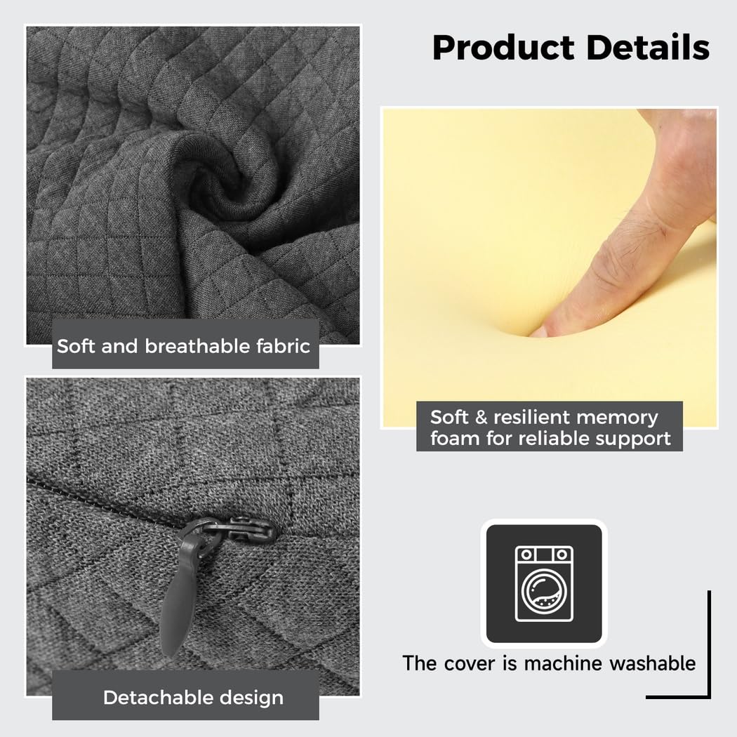 Oreiller Cervical 2 en 1 réglable, Inserts Amovibles, Mousse à mémoire de Forme, Coussin Cervical Extensible avec Appui tête, Coussin de Confort pour Le Cou, la tête et Le Dos