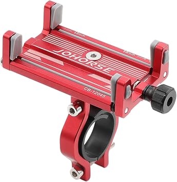 Aluminum Alloy Bike Phone Holder,Spiral Telescopic Bicycle Phone Mount Four Claws Lock Bike Cell Phone Holder for 58-88mm Phone on Scooter and Bike Red A