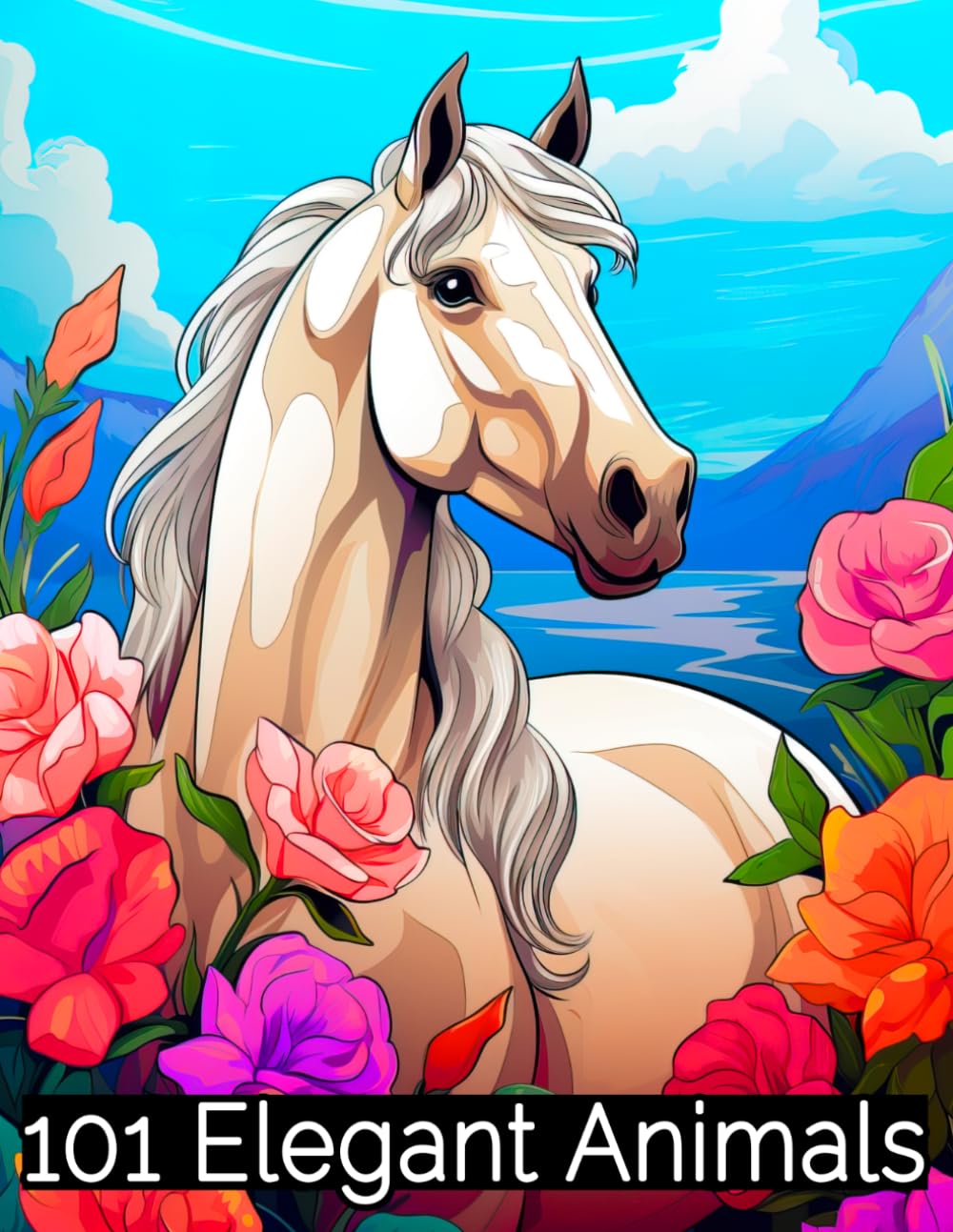 101 Elegant Animals: Explore 100+ Stunning Wildlife Sceneries: Adult Coloring Book with Ocean, Jungle, Forest, and Savanna Animals, Birds, and Animal Mandalas