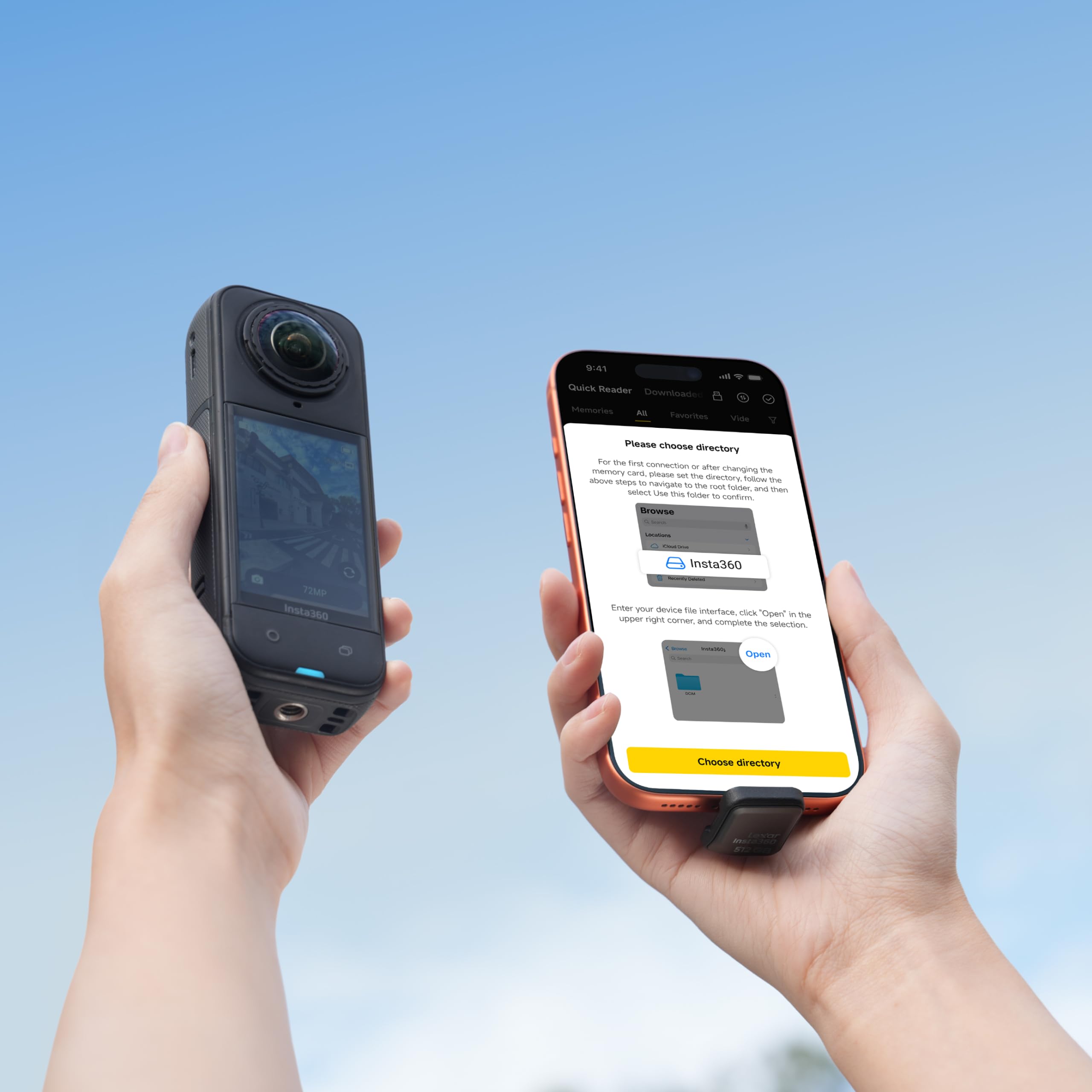 Insta360 SSD portatile Quick Reader 512 GB - Chiavetta USB-C esterna Ace Pro 2, X5, X4 Air, iPhone, Android e computer, sviluppata in collaborazione con Lexar per i creatori di contenuti