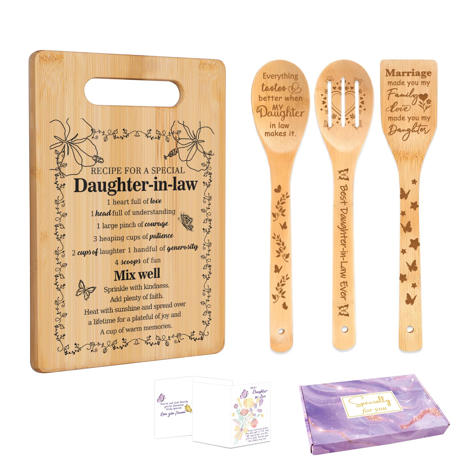 Daughter in Law Gifts,Son's Wife Birthday Gifts Cutting Board Set, Gifts for Daughter in Law Perfect for Christmas Mothers Day and Wedding Celebrations