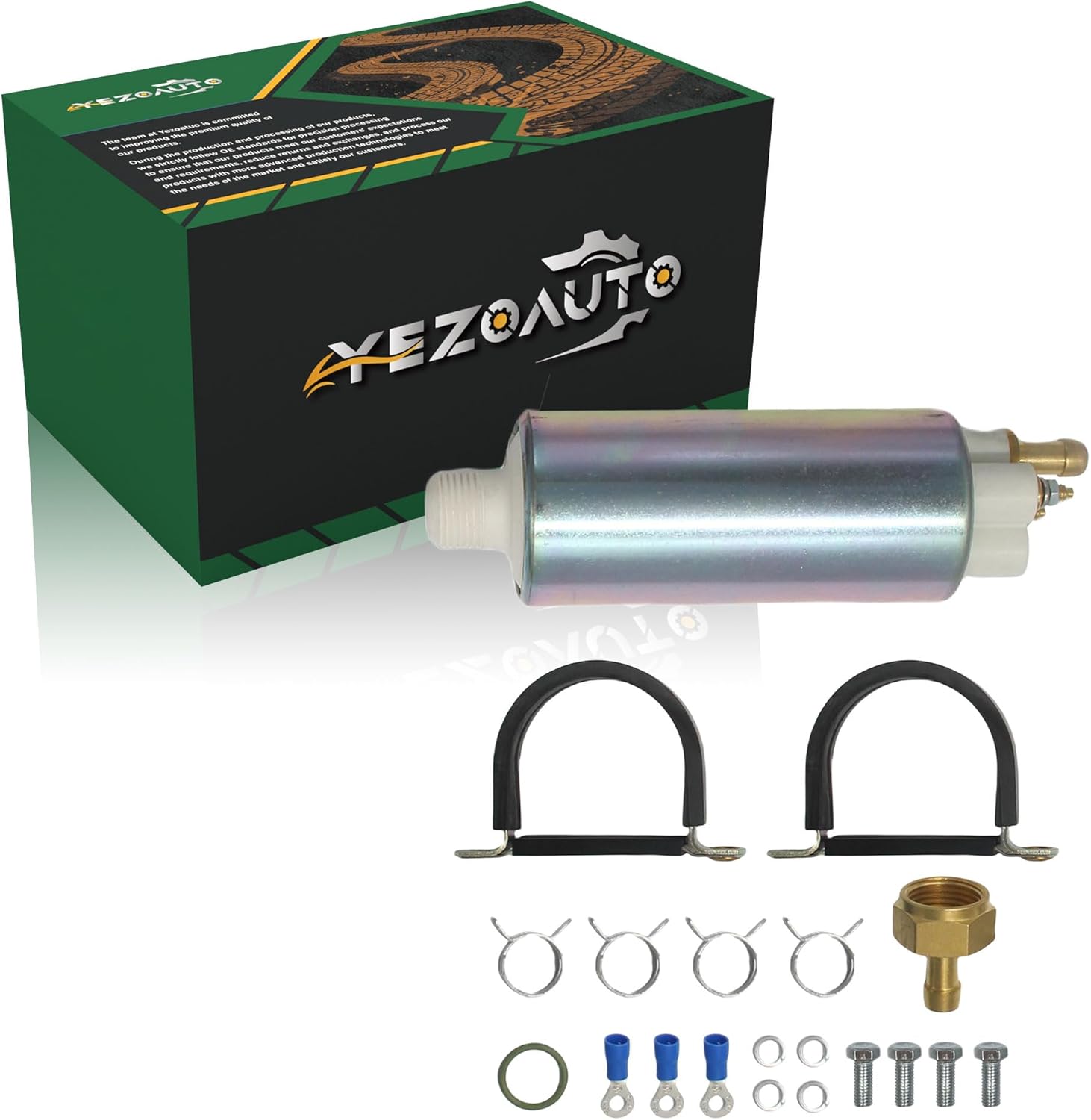 External Low Pressure Electric Fuel Pump with Installation Kits for Mercury Marine Outboard 225HP 2003-2005 Yamaha Outboard 200HP 225HP 250HP 2001-2010 69J-24410-02-00 888251T