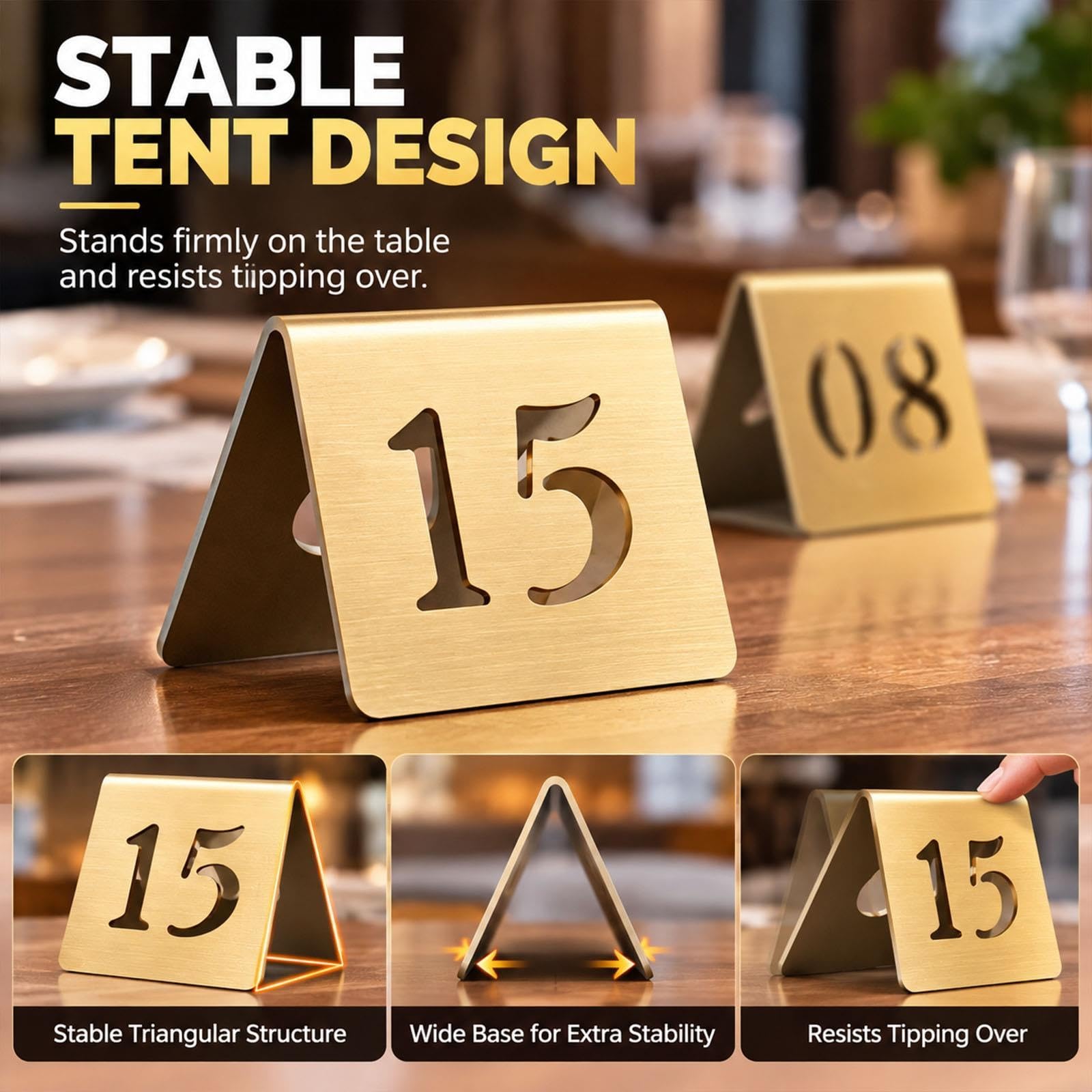 numner Letreros De Números De Mesa De Boda De 6 CM Recortados 1-5 1-10 1-30 1-100, Restaurante De Números De Mesa De Acero Inoxidable(B-1-40)