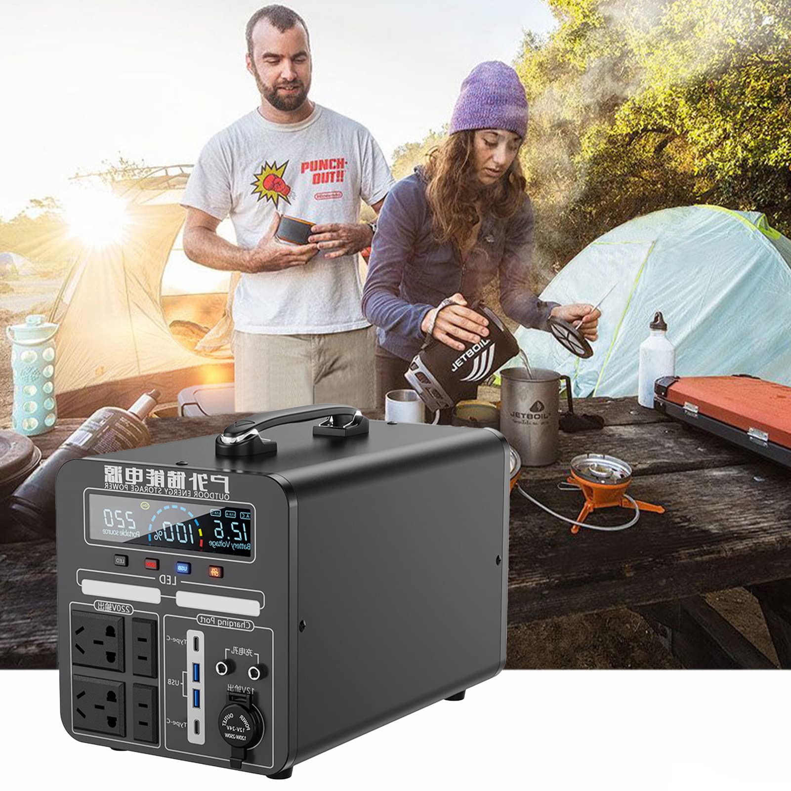Syfunlv Solargenerator,Tragbares Kraftwerk,220 V 1500 Reiner Sinuswellen-Energiespeicher mit LCD Anzeige 32 * 19 * 20cm für Urlaub auf dem Campingplatz, Wohnmobil,Outdoor Abenteuer & Notfälle