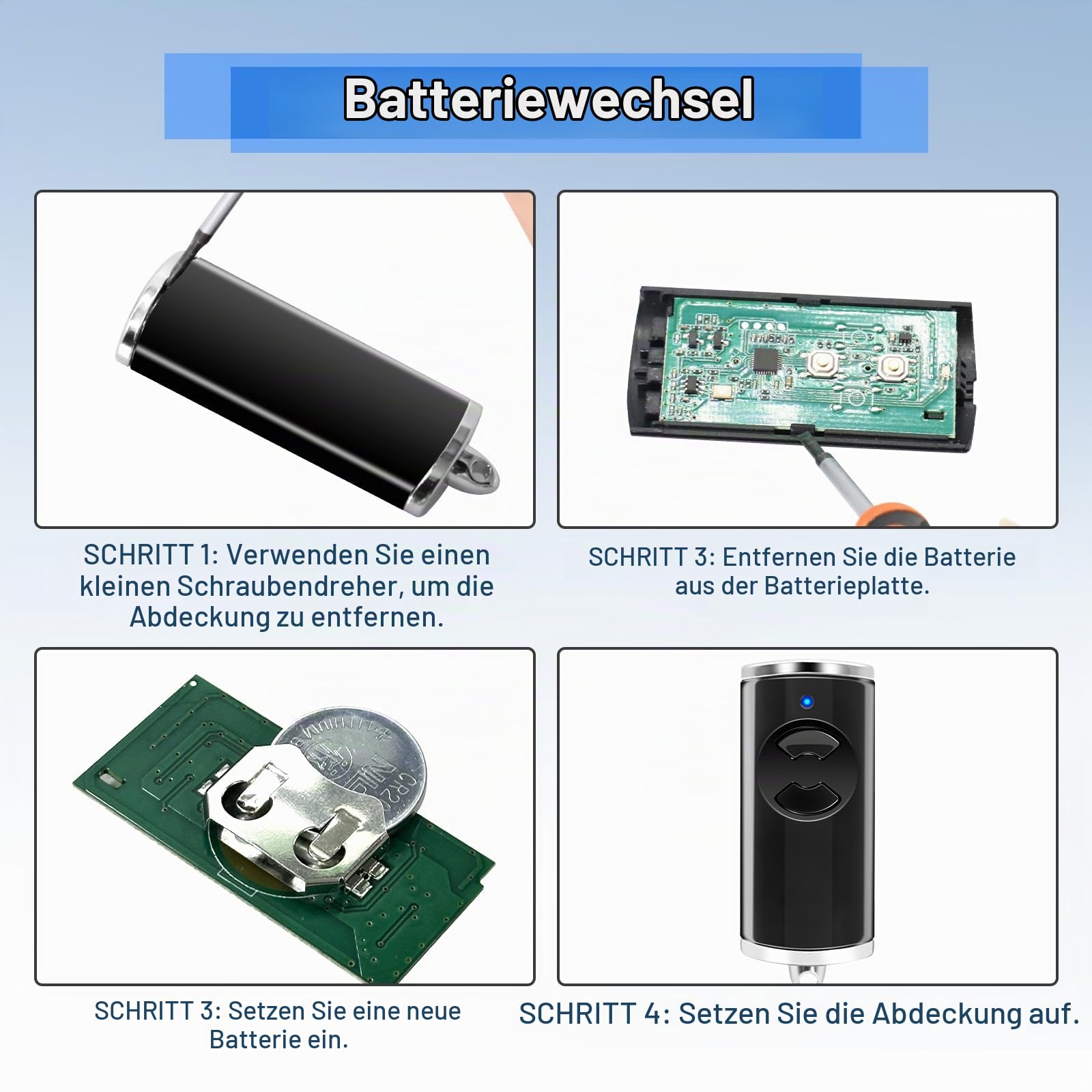 868MHz Handsender,kompatibel mit Hörmann bs,HSE1-868-BS, HSE2-868-BS,HSE4-868-BS,4-Kanäle Garagentoröffner Fernbedienung für HS1/HS4/HS5-868-BS,HSP4-868-BS, HSD2-868-BS,HSS4-868-BS,Schwarz (3 Stück)
