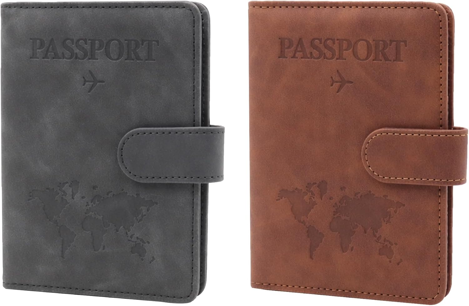 2 Pack Passport Book Holders, PU Leather Passport Cover